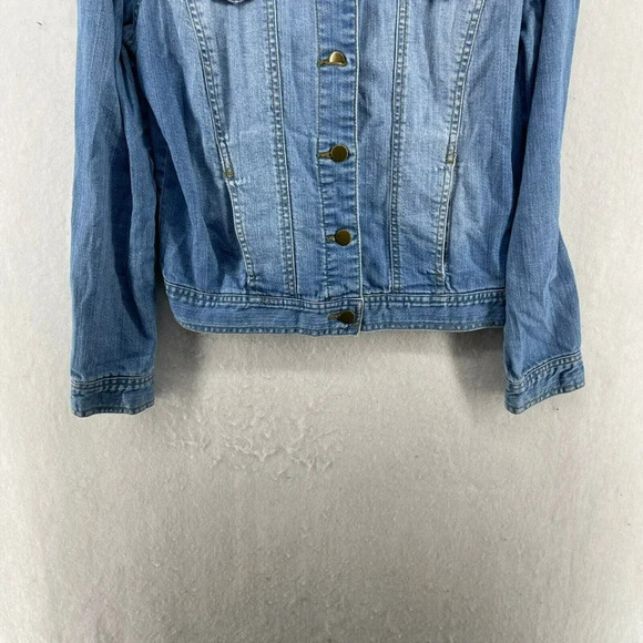 Forever 21 Jean Jacket Women's Sz S Light Wash Blue Button Pocket Denim Collared - Picture 7 of 12
